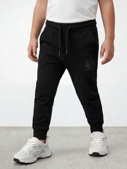 R&B - Boys Black Pure Cotton Joggers With Drawstring Waist
