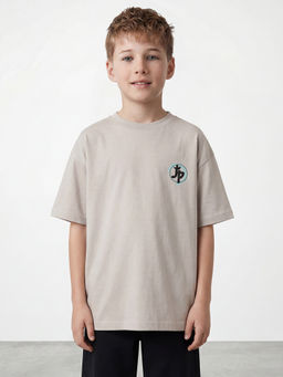 R&B - Boys Grey Round Neck Graphic Back Print T-Shirt