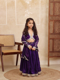 Evaraah - Noor Mahal Lehenga With Top And Dupatta Purple