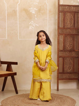 Evaraah - Sunheri Sharara With Kurta Yellow