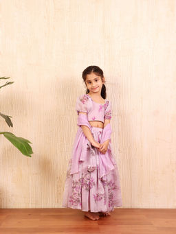 Evaraah - Lilac Mist Lehenga With Top And Dupatta Lavender