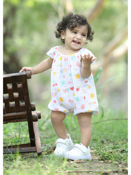 Titrit - Muslin Woven Sleevless Printed Romper-White