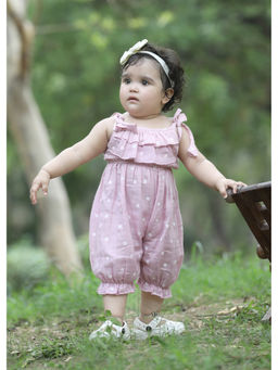 Titrit - Muslin Woven Sleevless Printed Romper-Pink