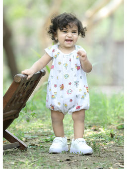 Titrit - Muslin Woven Sleevless Printed Romper-White