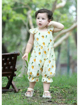 Titrit - Muslin Woven Sleevless Printed Romper-Yellow
