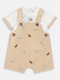 Chicco - Boys White Cotton Half Sleeves Top with Playsuit Co-Ord Set