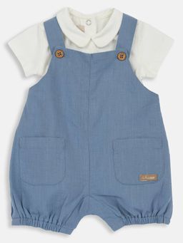 Chicco - Boys White Blended Half Sleeves Top with Playsuit Co-Ord Set