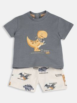 Chicco - Boys Grey Cotton Half Sleeves Top with Shorts
