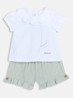 Chicco - Girls White Blended Half Sleeves Top with Shorts