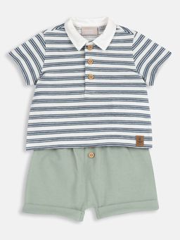 Chicco - Boys White Blended Half Sleeves Top with Shorts