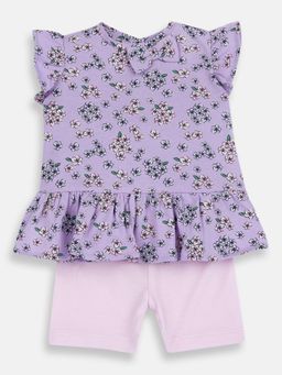 Chicco - Girls Purple Blended Cap Top with Shorts
