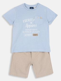 Chicco - Boys Blue Cotton Half Sleeves Top with Shorts