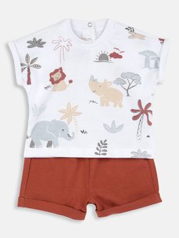 Chicco - Boys White Cotton Half Sleeves Top with Shorts