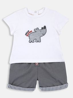 Chicco - Boys White Blended Half Sleeves Top with Shorts