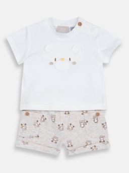 Chicco - Boys White Blended Half Sleeves Top with Shorts
