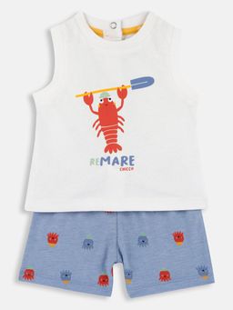 Chicco - Boys White Blended Sleeveless Top with Shorts