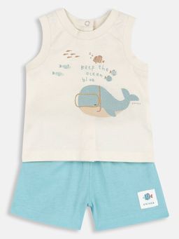 Chicco - Boys Cream Cotton Sleeveless Top with Shorts