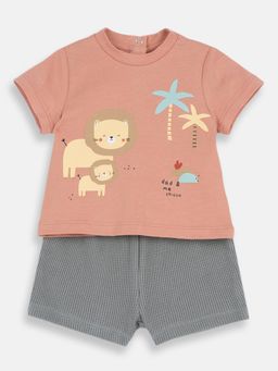 Chicco - Boys Rust Blended Half Sleeves Top with Shorts