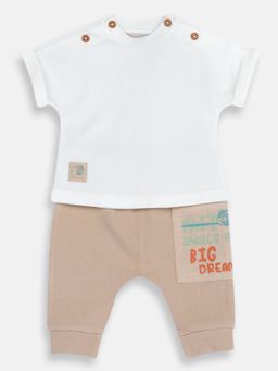 Chicco - Unisex White Blended Half Sleeves Top with Pant