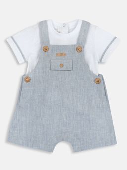 Chicco - Boys White Blended Half Sleeves Top with Playsuit Co-Ord Set