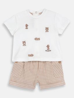 Chicco - Boys White Blended Half Sleeves Top with Shorts