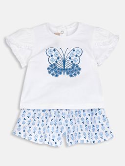 Chicco - Girls White Blended Half Sleeves Top with Shorts