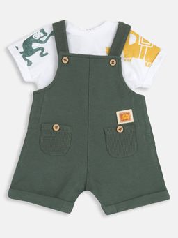 Chicco - Boys White Blended Half Sleeves Top with Playsuit Co-Ord Set