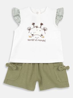 Chicco - Girls White Blended Cap Top with Shorts