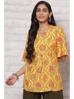 Rangriti - Yellow Viscose Rayon Short Top