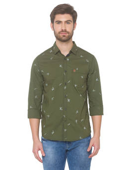 Spykar - Men Olive Slim Fit Shirt