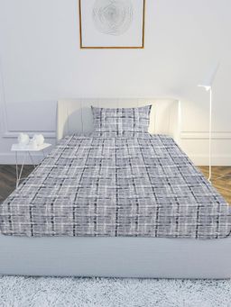 Mayfair Homes London - 100% Cotton 120TC Single Bedsheet with 1 Pillow cover Geometric Grey (Single)