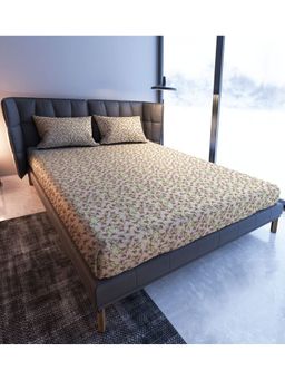 Mayfair Homes London - 100% Cotton 108TC Super King Bedsheet with 2 Pillow Covers Floral Brown (King)