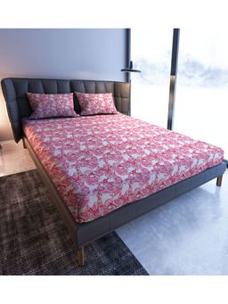 Mayfair Homes London - 100% Cotton 108TC Super King Bedsheet with 2 Pillow Covers Floral Pink (King)