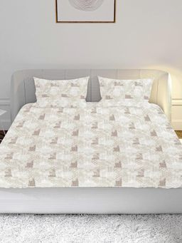 Mayfair Homes London - 100% Cotton Combed Yarn 210TC Super King Bedsheet with 2 Pillow Covers Abstract Beige (King)