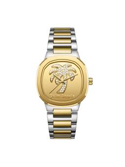 Palm Angels - Stainless Steel Mirror Gold Dial With Gp Stoneset Logo Watch - PMWLG0001901 (M)