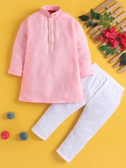 Jeetethnics - Boys Pink and White Kurta Pyjama Set