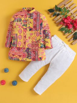 Jeetethnics - Boys Multi-Color Kurta Pyjama Set