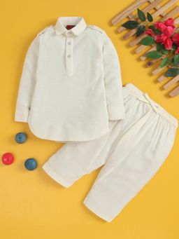 Jeetethnics - Boys Off White Kurta Pyjama Set