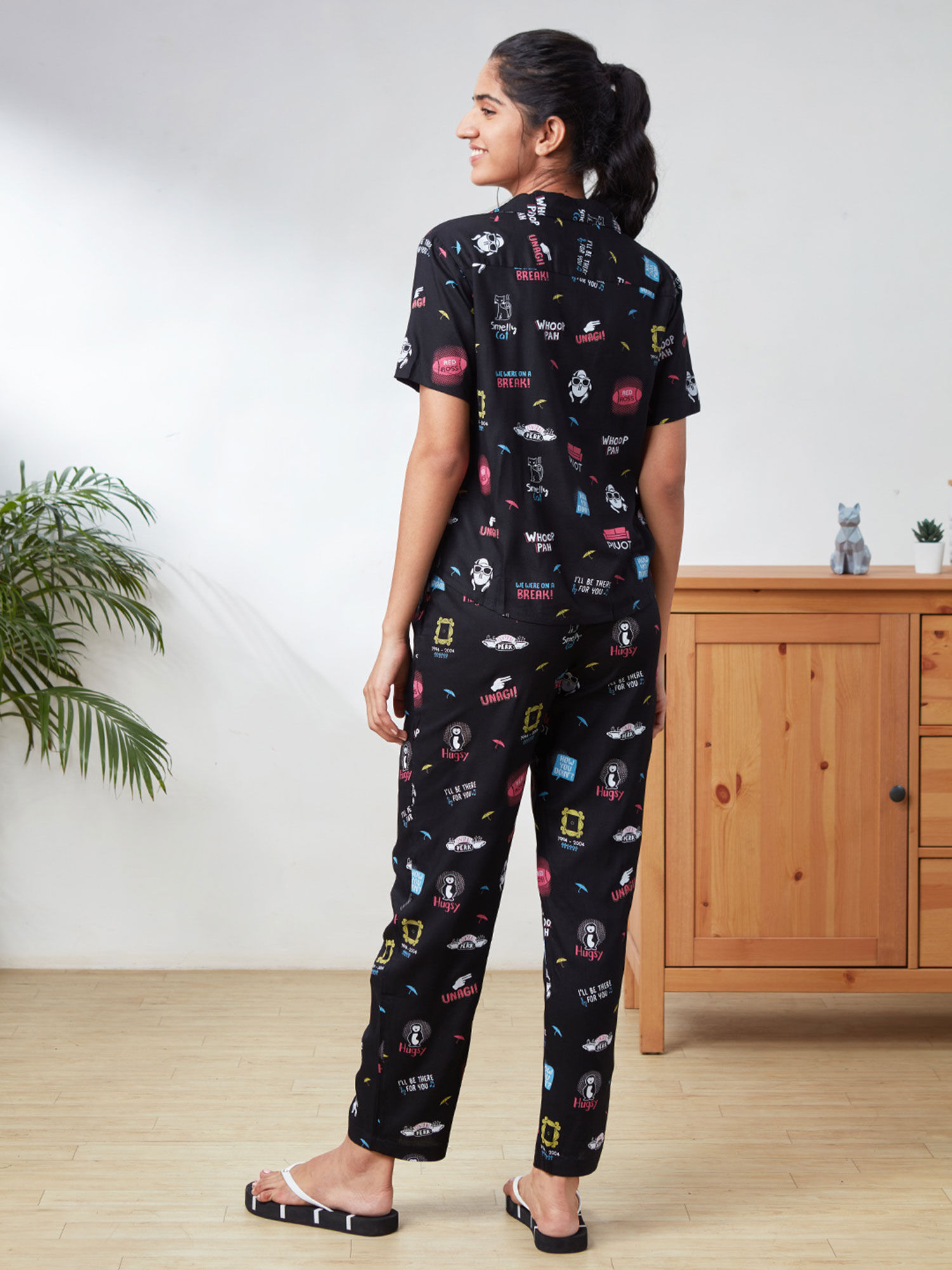 Doodle Set Graphic Black Pajama Black 