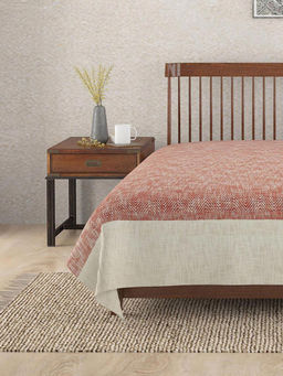 Fabindia - Red Cotton Hand Woven 390 GSM Bed Cover - Single