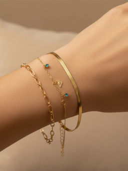 I Jewels - Gold Plated Multi Design Adjustable Bracelet (Pack of 3)