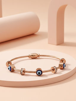 I Jewels - Stylish Rose Gold Plated Stone Studded Evil Eye Kada