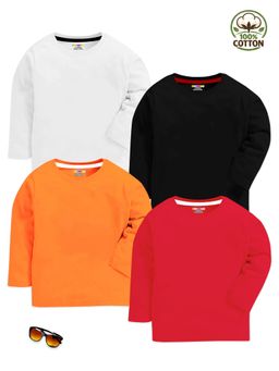 Kuchipoo - Boys Multi-Colour Cotton Blend Full Sleeves T-Shirts (Pack of 4)