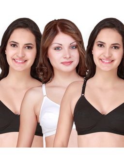 Floret - Pack Of 3 Solid Full - Coverage Cotton Bras - Multi-Color