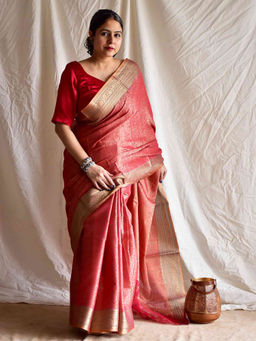 Sundarii - Laali Kota Silk Brocade with Unstitched Blouse