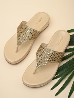 ROCIA - By Regal Gold Womens Diamond Mesh Sandals