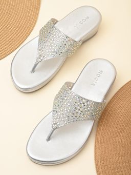 ROCIA - By Regal Silver Womens Diamond Mesh Sandals