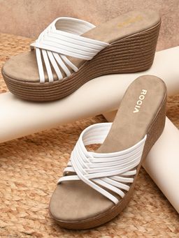 ROCIA - By Regal White Womens Casual Strappy Wedges Heels