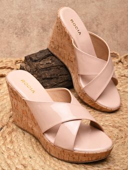 ROCIA - By Regal Nude Womens Casual High Wedges Heels