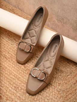 ROCIA - By Regal Chikoo Womens Square Toe Buckled Work Wear Pump Heels